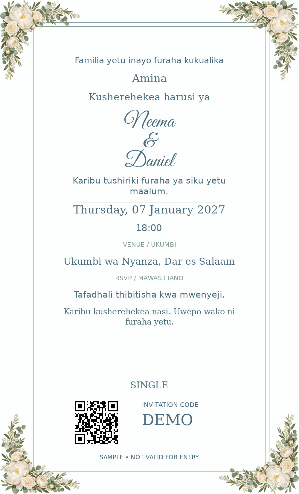 Wedding · Blue Botanical Frame