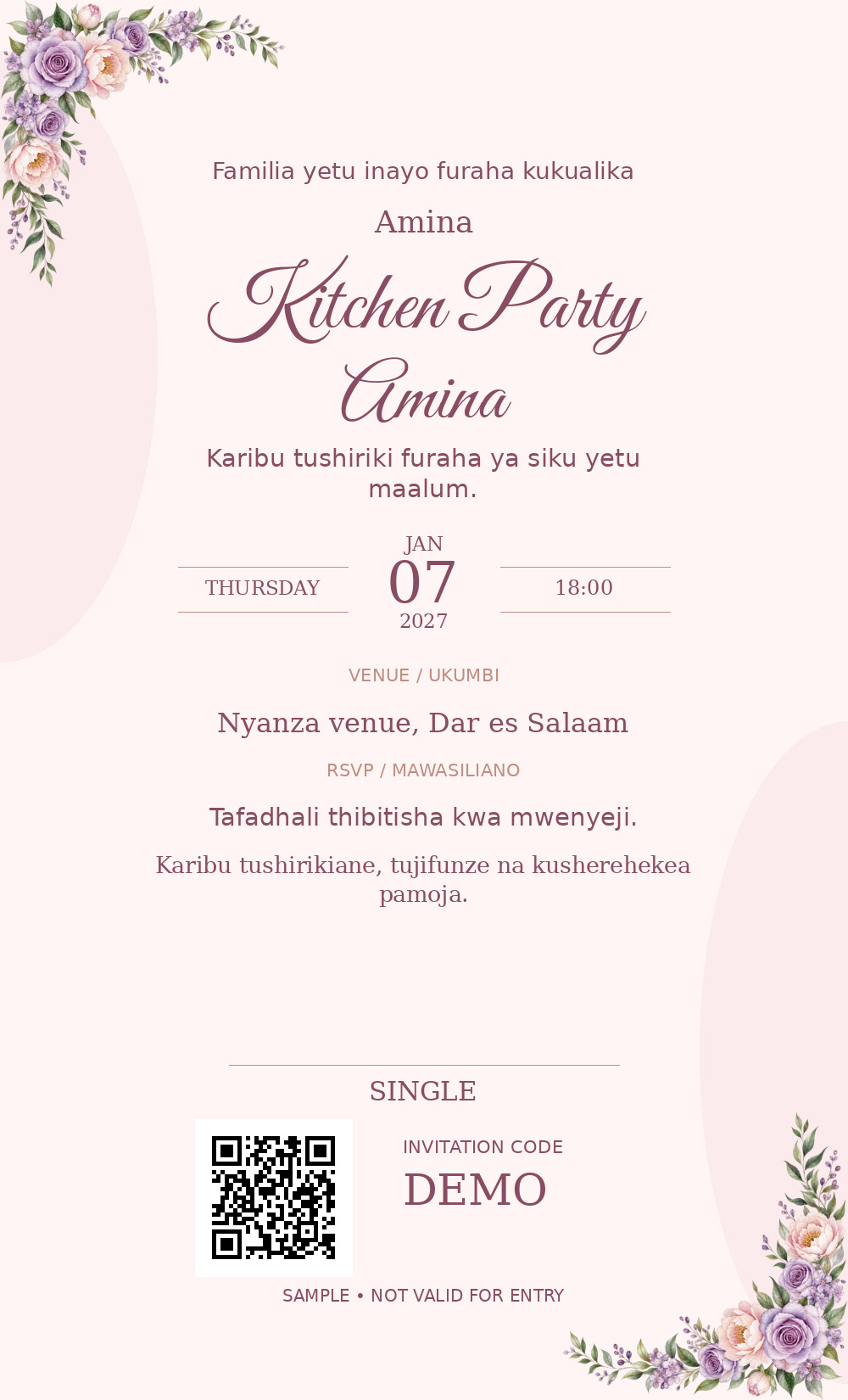 Kitchen Party · Blush Watercolour